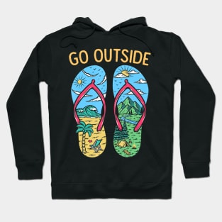 Funny Camping Graphic Go Outside Flip Flops Camper Hoodie